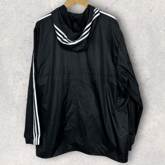 NEW Adidas Black Essentials 3-Stripes Woven Windbreaker Jacket 2XL Lightweight - Picture 15 of 15